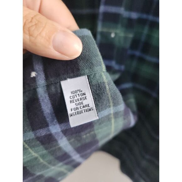 Sid Mashburn Men Green Blue Plaid 100% Cotton Button Down Sport Shirt size XL, - Picture 6 of 8